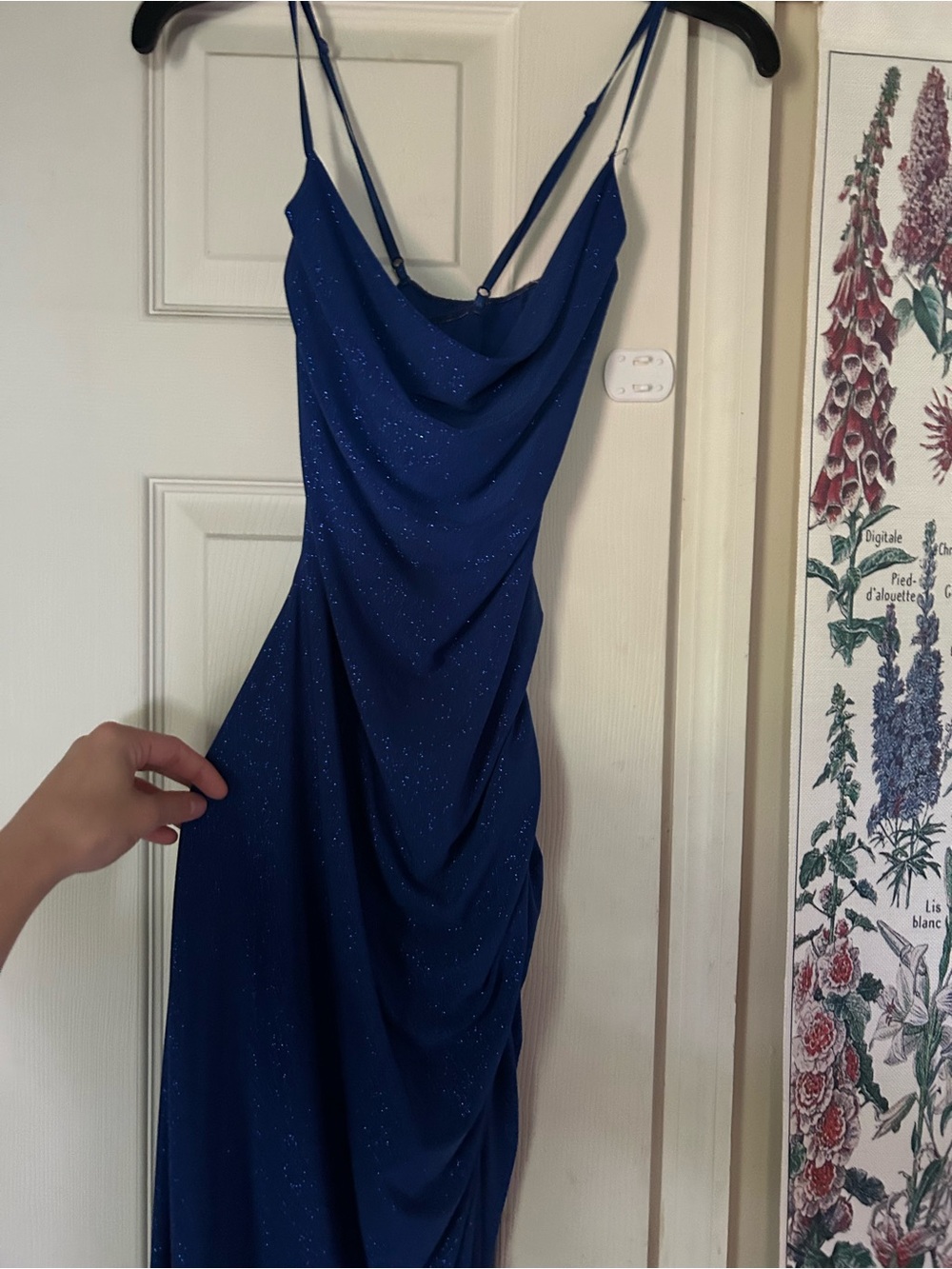 Windsor Royal Blue Sparkle Cowl Slip Dress